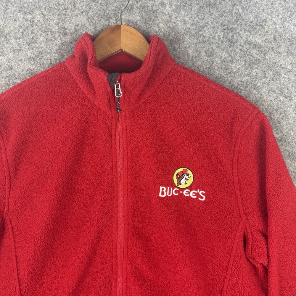 Buc-ees Fleece Lined Jacket Adult Medium Red Employee Workwear Full Zip - Picture 3 of 9